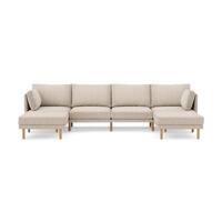 Burrow - Modern Field 4-Seat Sofa with Double Attachable Ottoman - Oatmeal - Front_Zoom