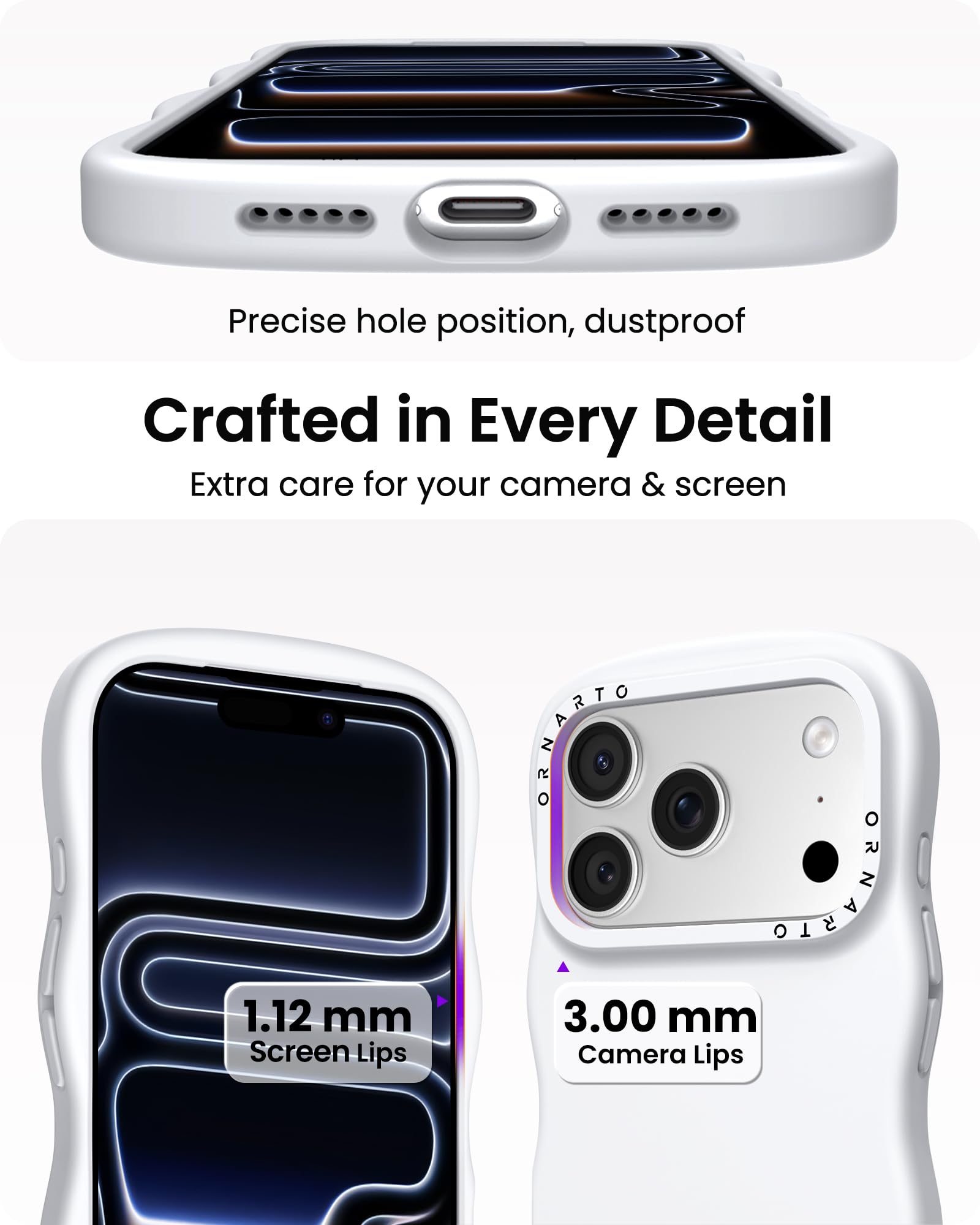 Precise hole position, dustproof

Crafted in Every Detail

Extra care for your camera & screen

1.12 mm Screen Lips

3.00 mm Camera Lips