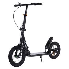 Topteng - 12" Air Tire Foldable Commuter Kick Scooter for Adults & Teens-Shock-Absorbing, 220lbs Capacity,Dual Hand Brakes - Black