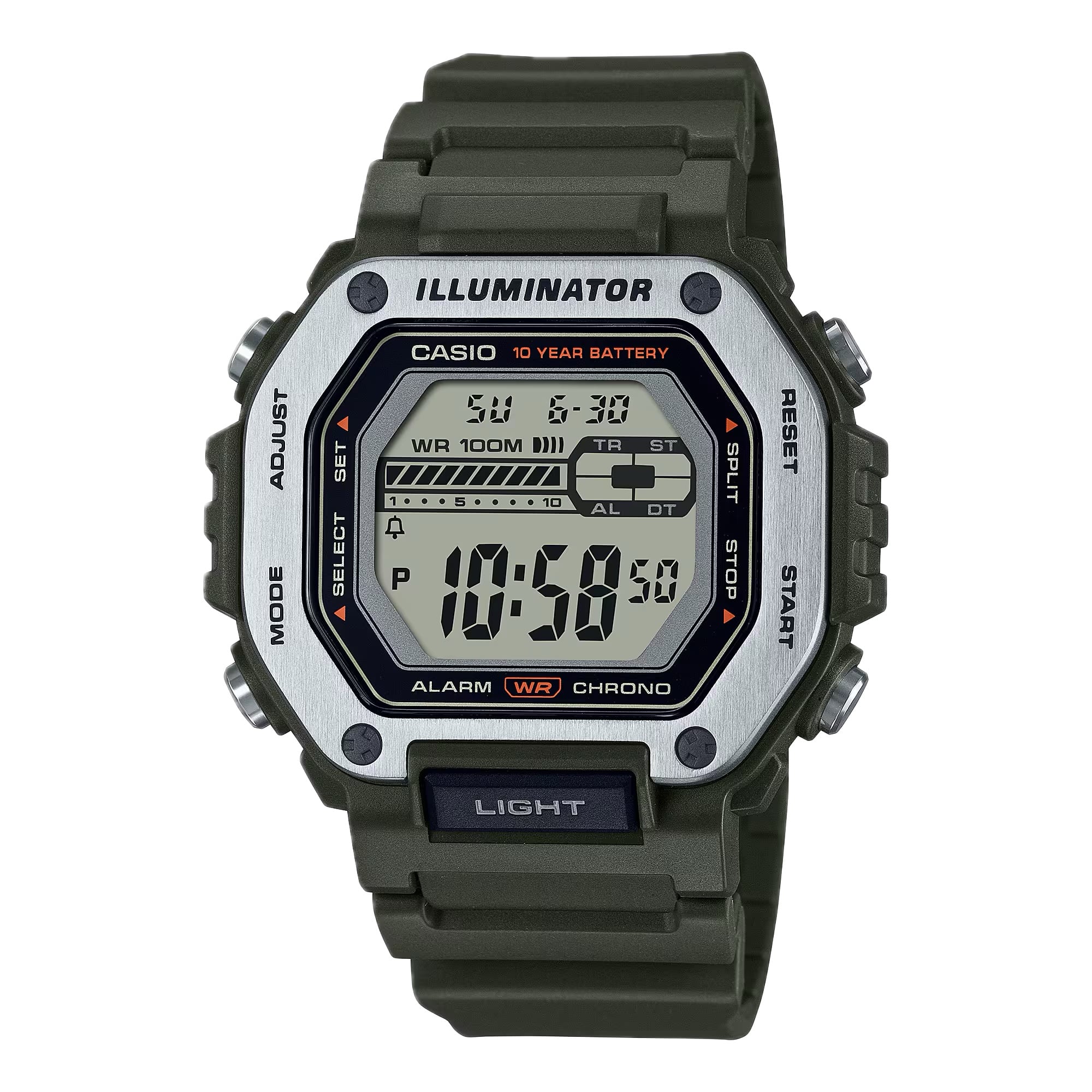 Casio - Men's Heavy-Duty Digital Sport Watch with Band - MWD-110H-3AV - Green