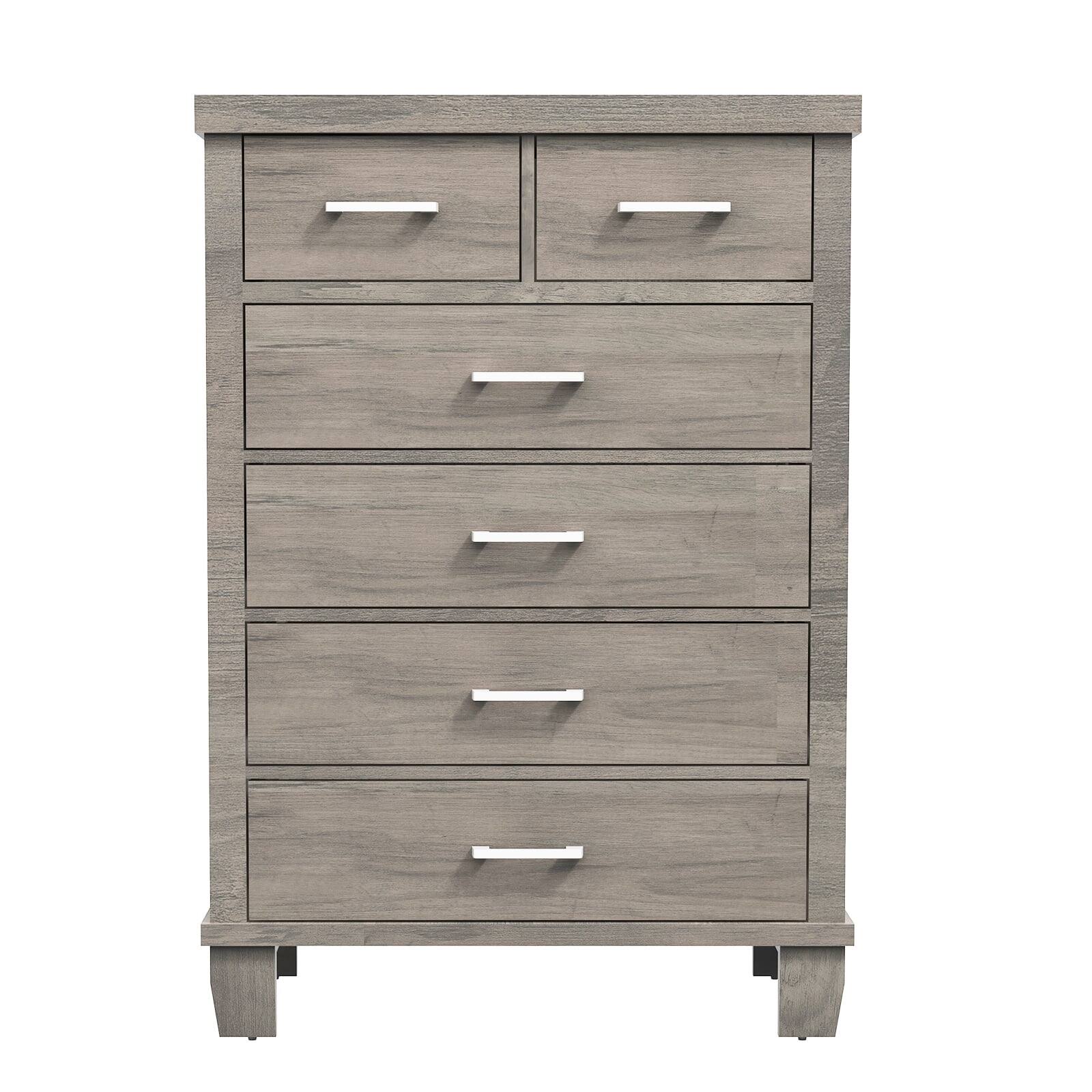 Front. GARVEE - Gray 6-Drawer Storage Cabinet, Durable MDF & PB for Bedroom, Living Room, Office, Modern Storage Organizer - Gray.
