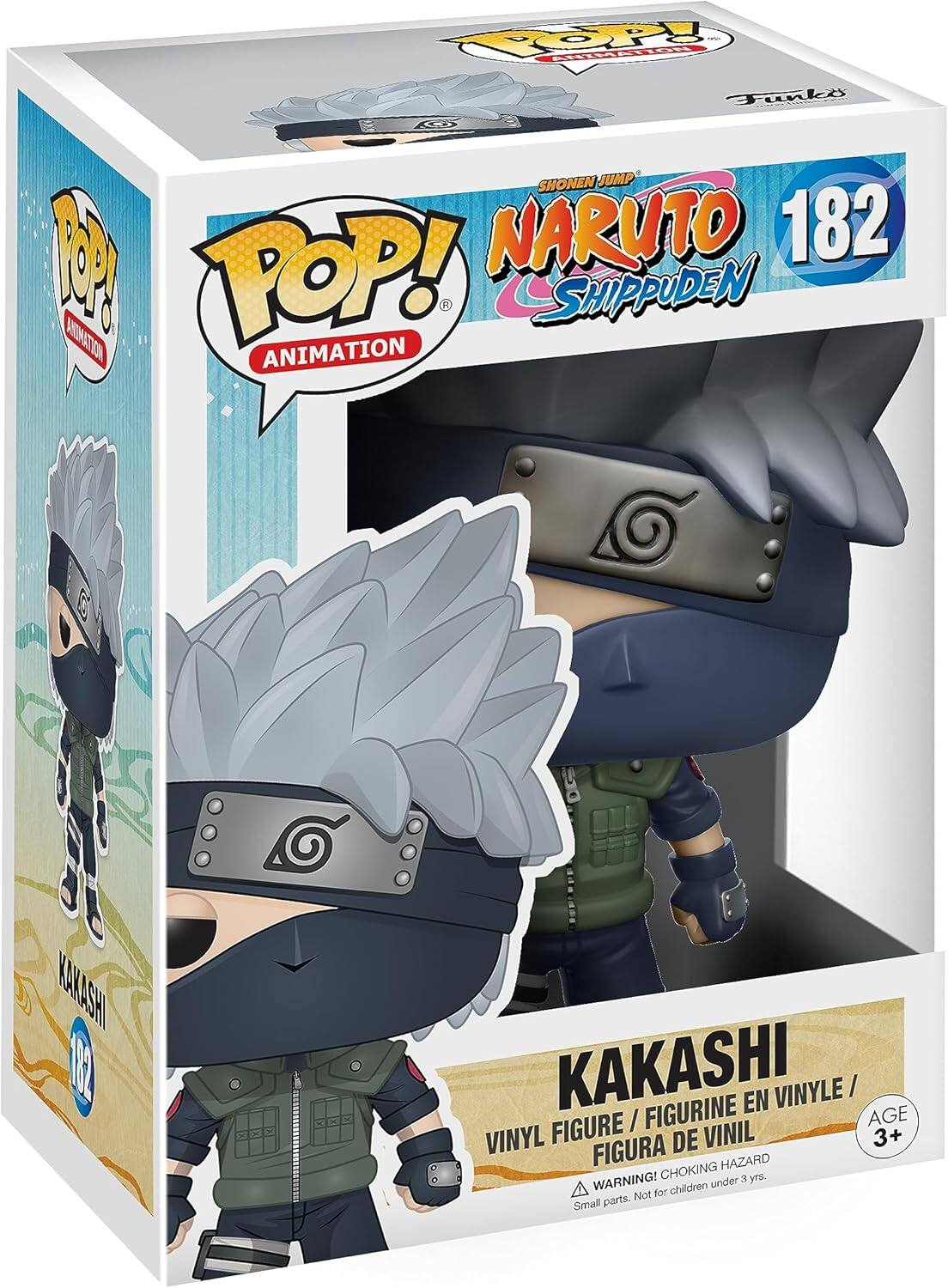 PAO
Frunke C SHONEN JUMP B NARUTO 182 ANINATIN POP! ANIMATION
R SHIPPUDEN
KAKASHI
13
KAKASHI FIGURINE EN VINYLE / FIGURE / AGE VINYL DE VINIL
3+
FIGURA
HAZARD
WARNING! CHOKING
a
children under
Not for Small parts,