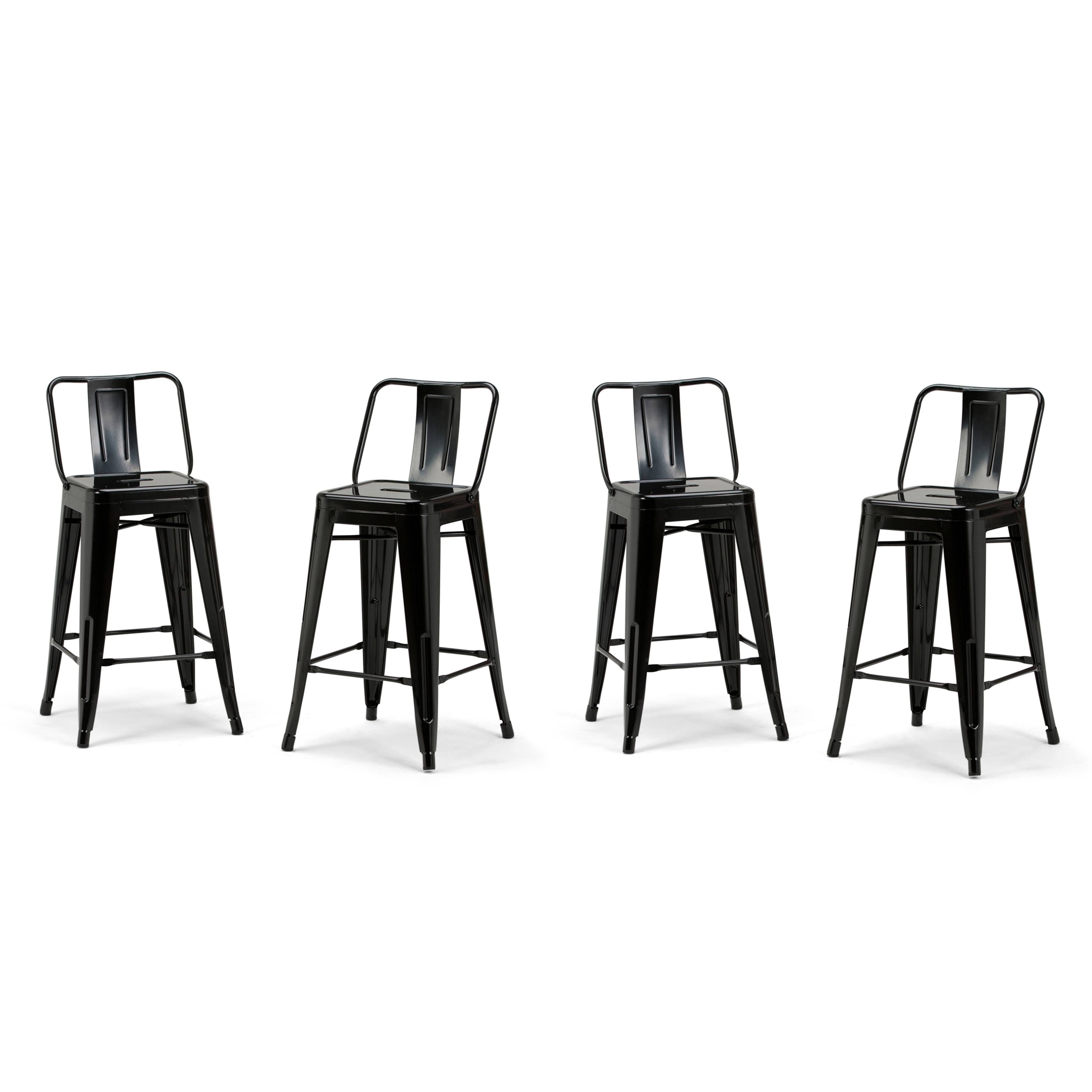 Angle. Simpli Home - Rayne Metal Counter Height Stool (Set of 4) - Black.