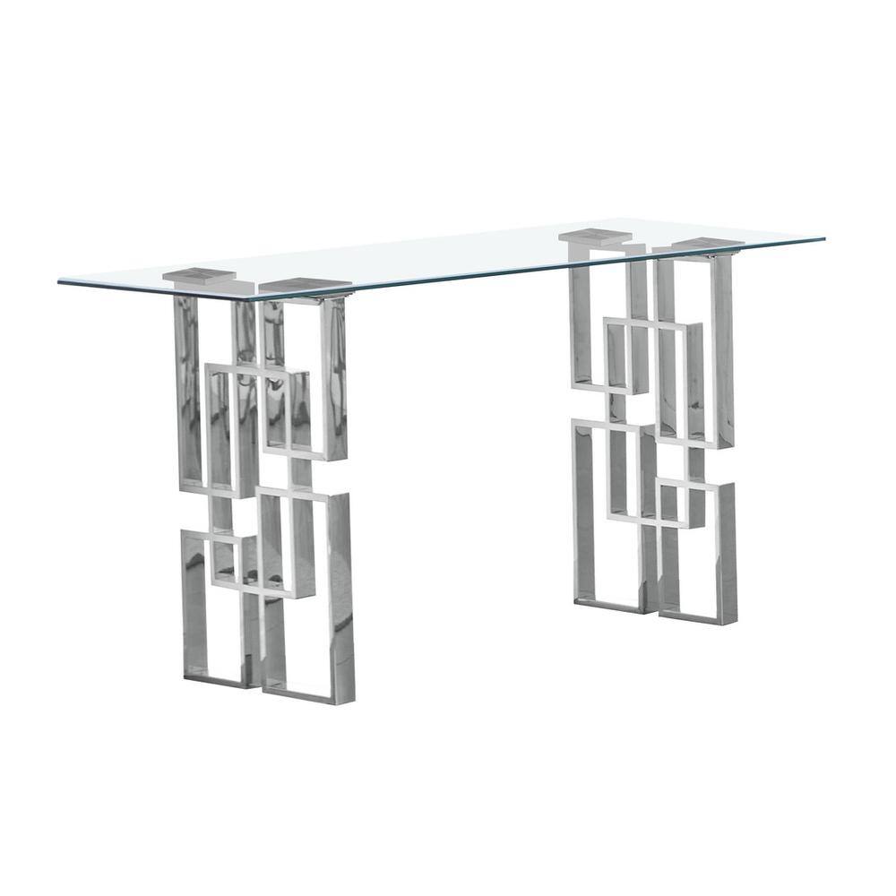 Best Quality Furniture - Clear tempered glass console table - Silver