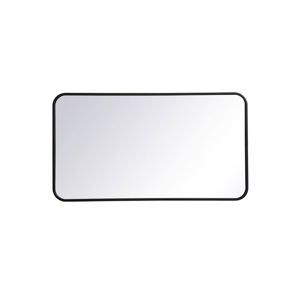 Back. Elegant Decor - Soft corner metal rectangular mirror 20x36 inch in Black - Black.