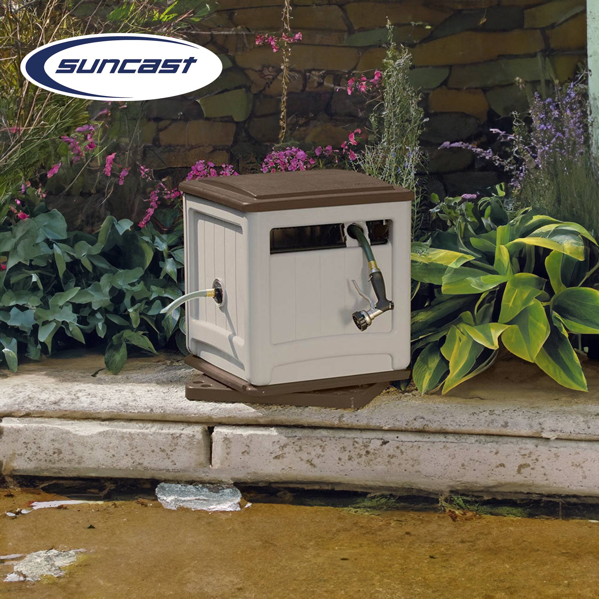 Alt View 2. Suncast - Suncast Swivel Hose Reel Storage Hideaway w/Smart Trak Hose Guide & Bin (2 Pack).