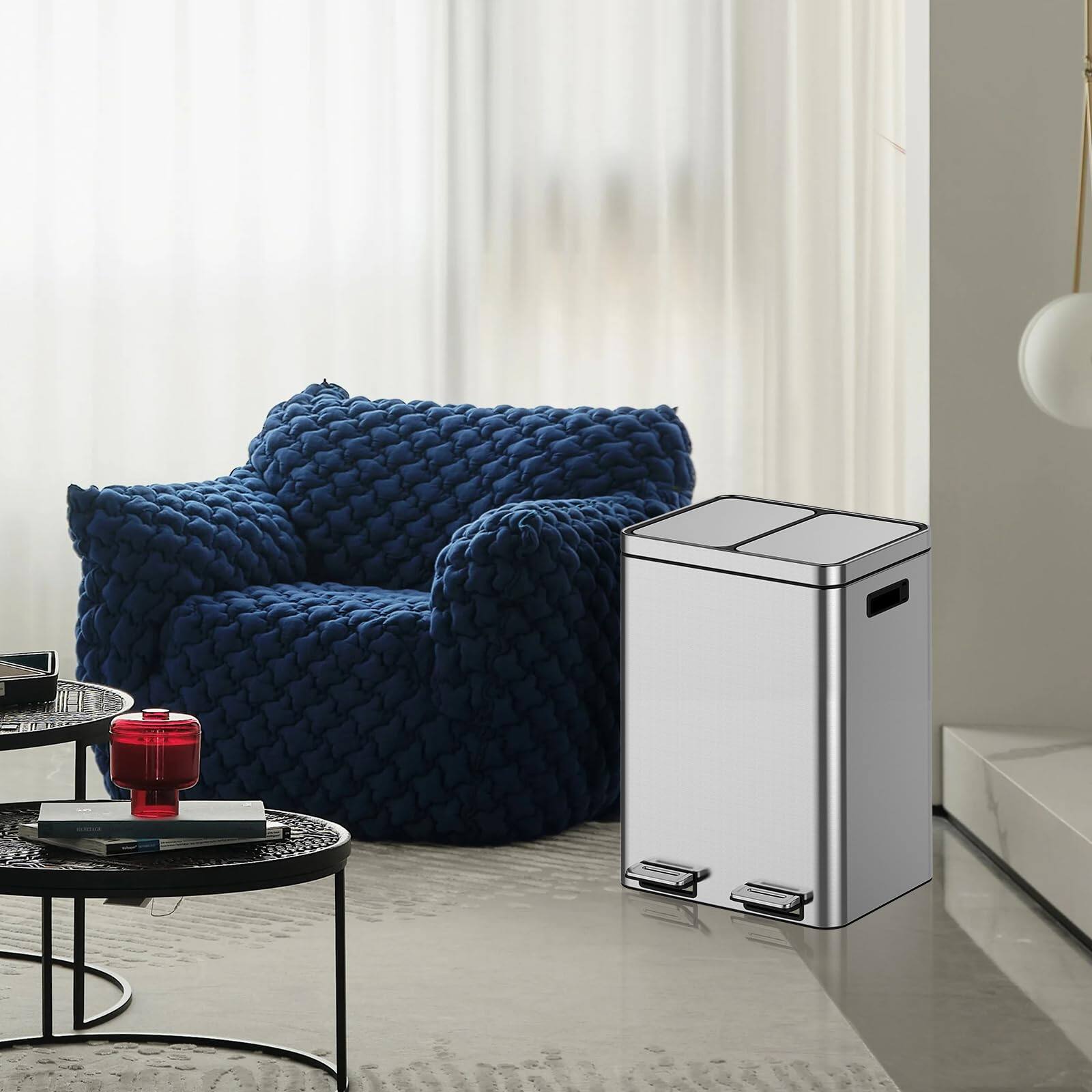 Alt View 4. Acekool - Trash Can, Stainless Steel Step Trash Can with Soft-Close Lid, Hands-Free Pedal.