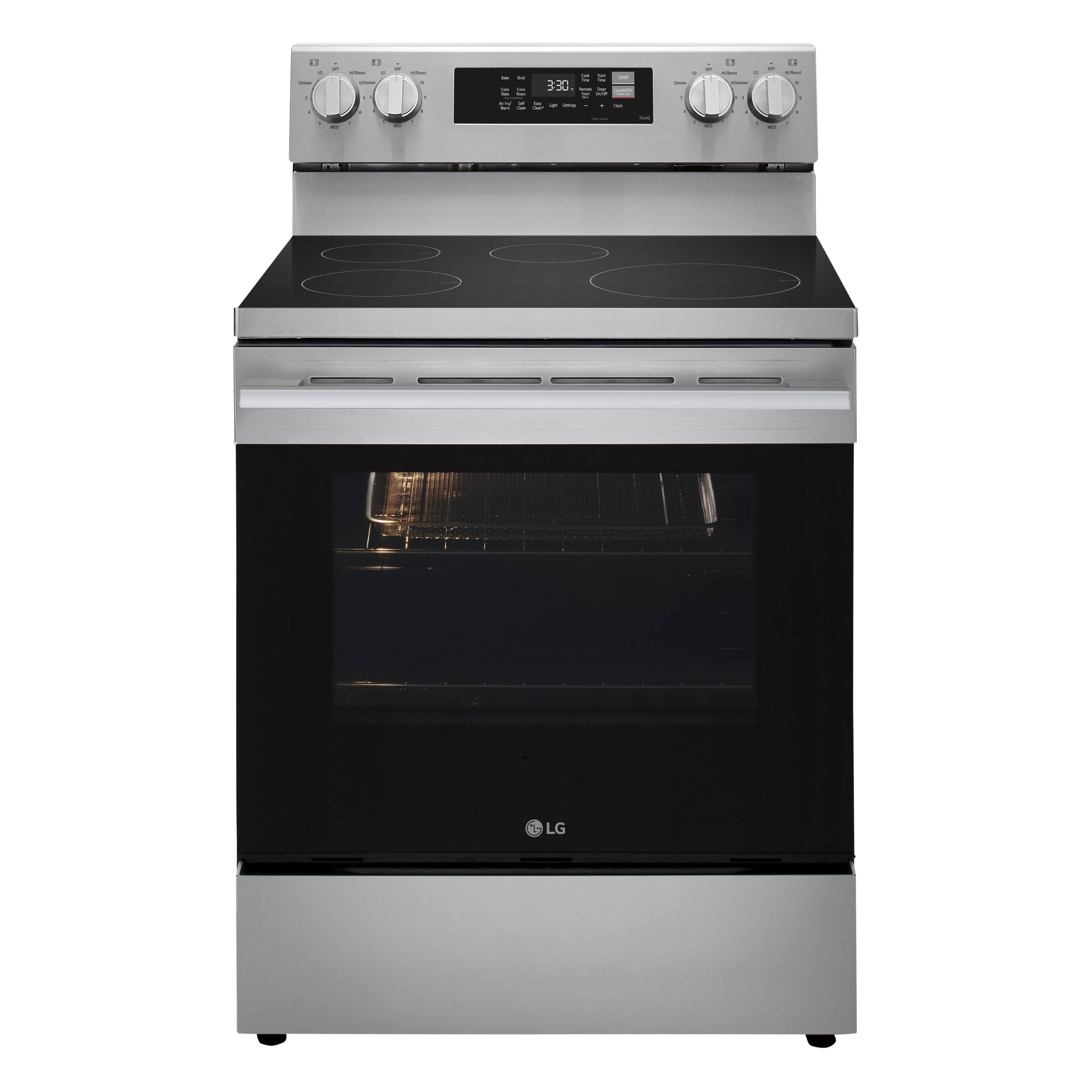 Front. LG - 6.3 Cu. Ft. Freestanding Electric Induction True Convection Smart Range with Air Fry and EasyClean - Stainless Steel.
