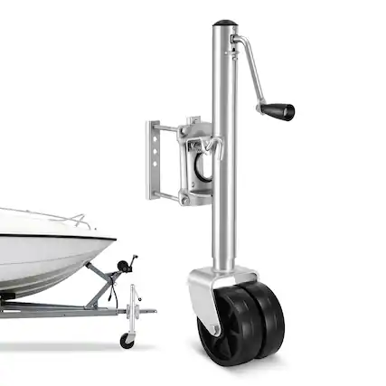 Front. VEVOR - Trailer Jack with Wheel,2000 lbs Load Capacity,Heavy Duty Swivel Boat Trailer Jack with PP Dual Wheel & Ergonomic Handle - Silver;Black.