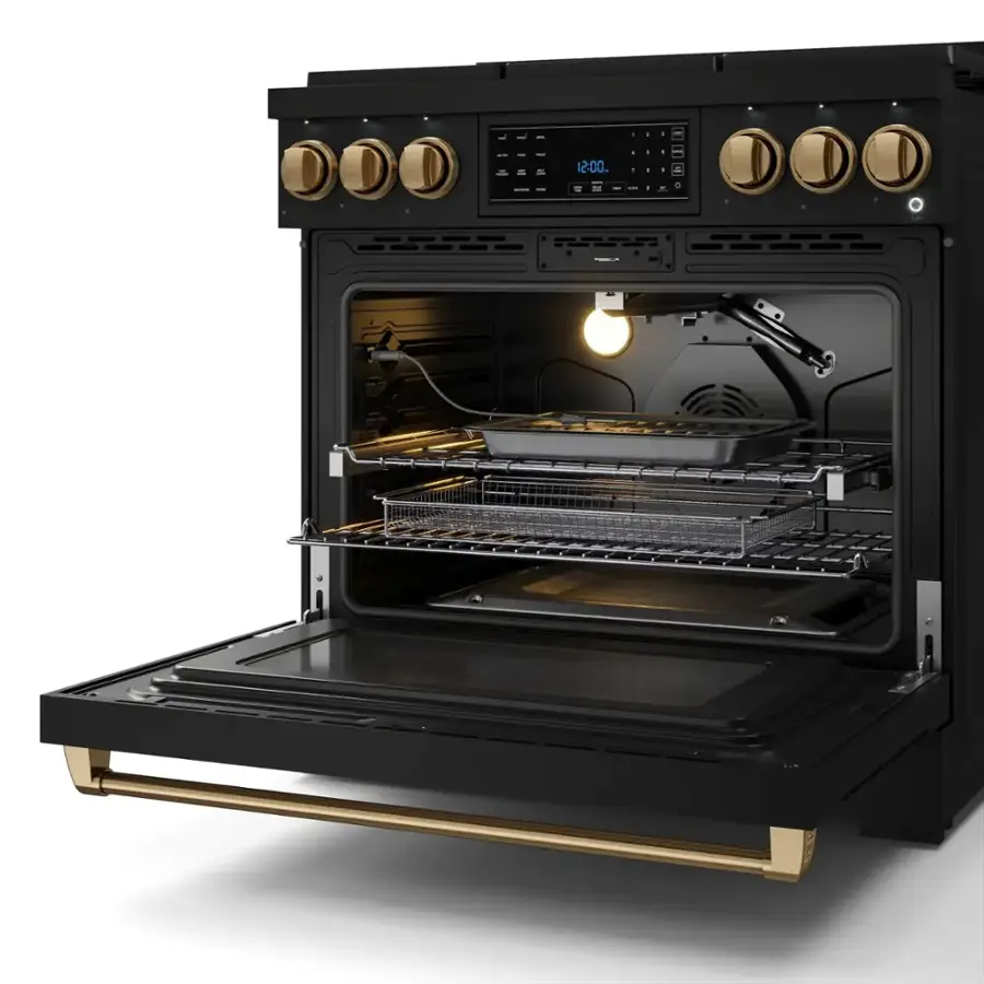 Alt View 12. Thor Kitchen - Gordon Ramsay Series by Thor Kitchen 6.0 Cu. Ft Freestanding Gas Range with Bronze Hardware - Black.
