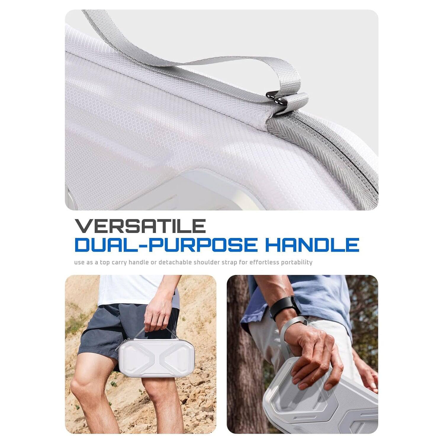 VERSATILE DUAL-PURPOSE HANDLE  
use as a top carry handle or detachable shoulder strap for effortless portability