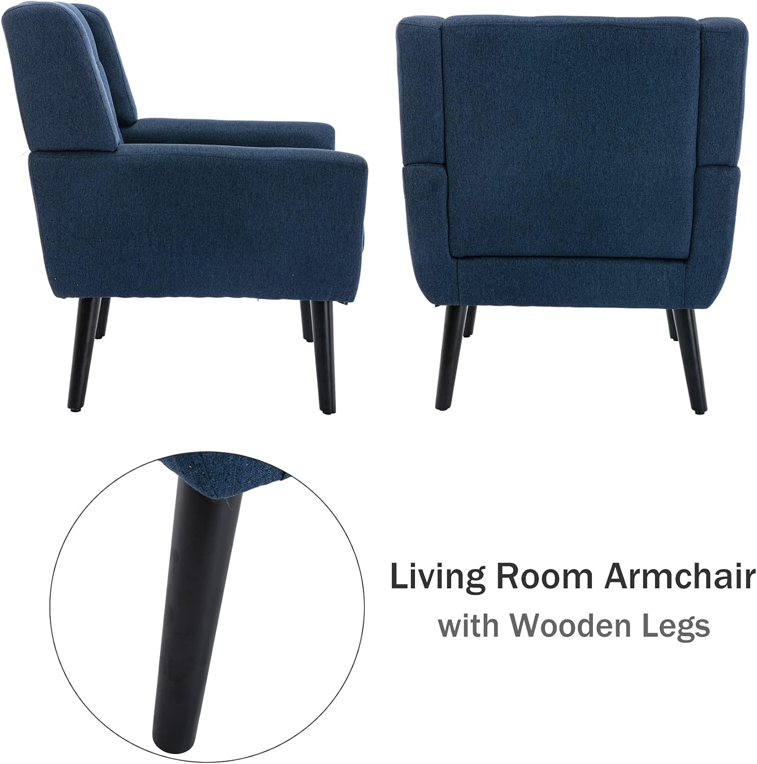 Living Room Armchair with Wooden Legs