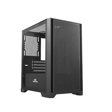 Front. REDRAGON - PAKTIS 2 GC-540 M-ATX Tempered Glass Gaming PC Case - Black.