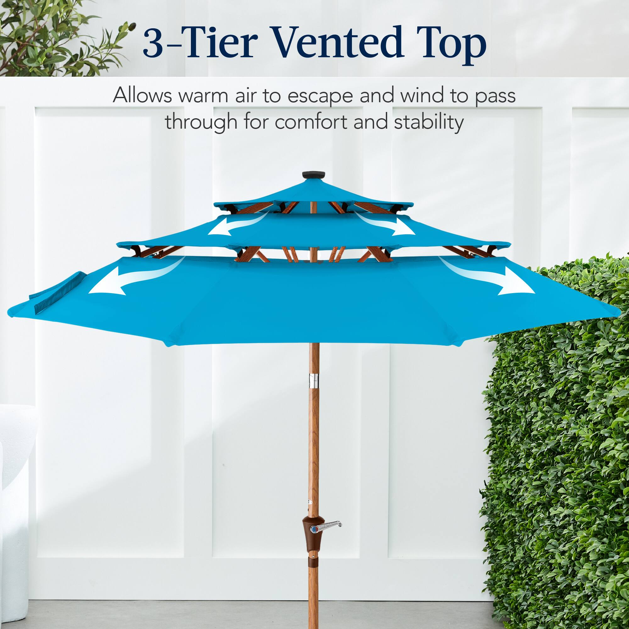 3-Tier Vented Top

Allows warm air to escape and wind to pass through for comfort and stability.