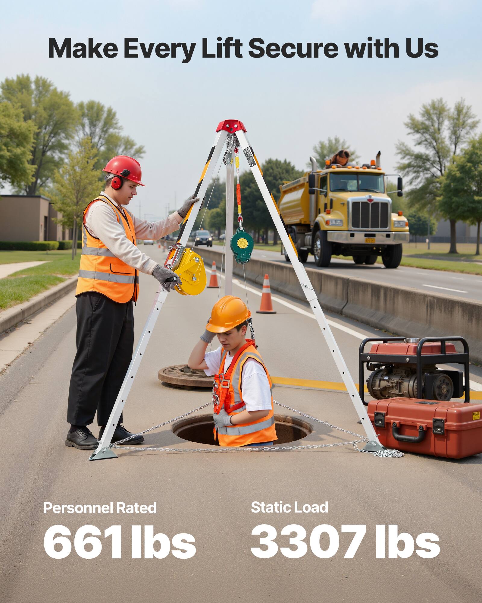 Make Every Lift Secure with Us - Personnel Rated Static Load 661 lbs 3307 lbs