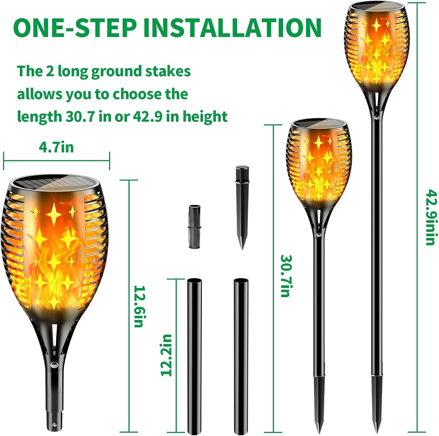 ONE-STEP INSTALLATION

The 2 long ground stakes allow you to choose the length 30.7 in or 42.9 in height

4.7in
12.6in
12.2in
30.7in
42.9in