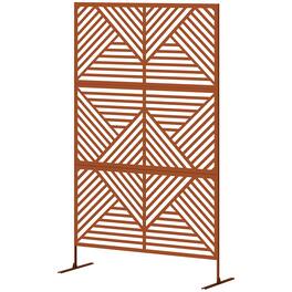 Outsunny - Privacy Fence Screen, Metal Outdoor Privacy Screen Climbing Plant Trellis with Stand - Brown