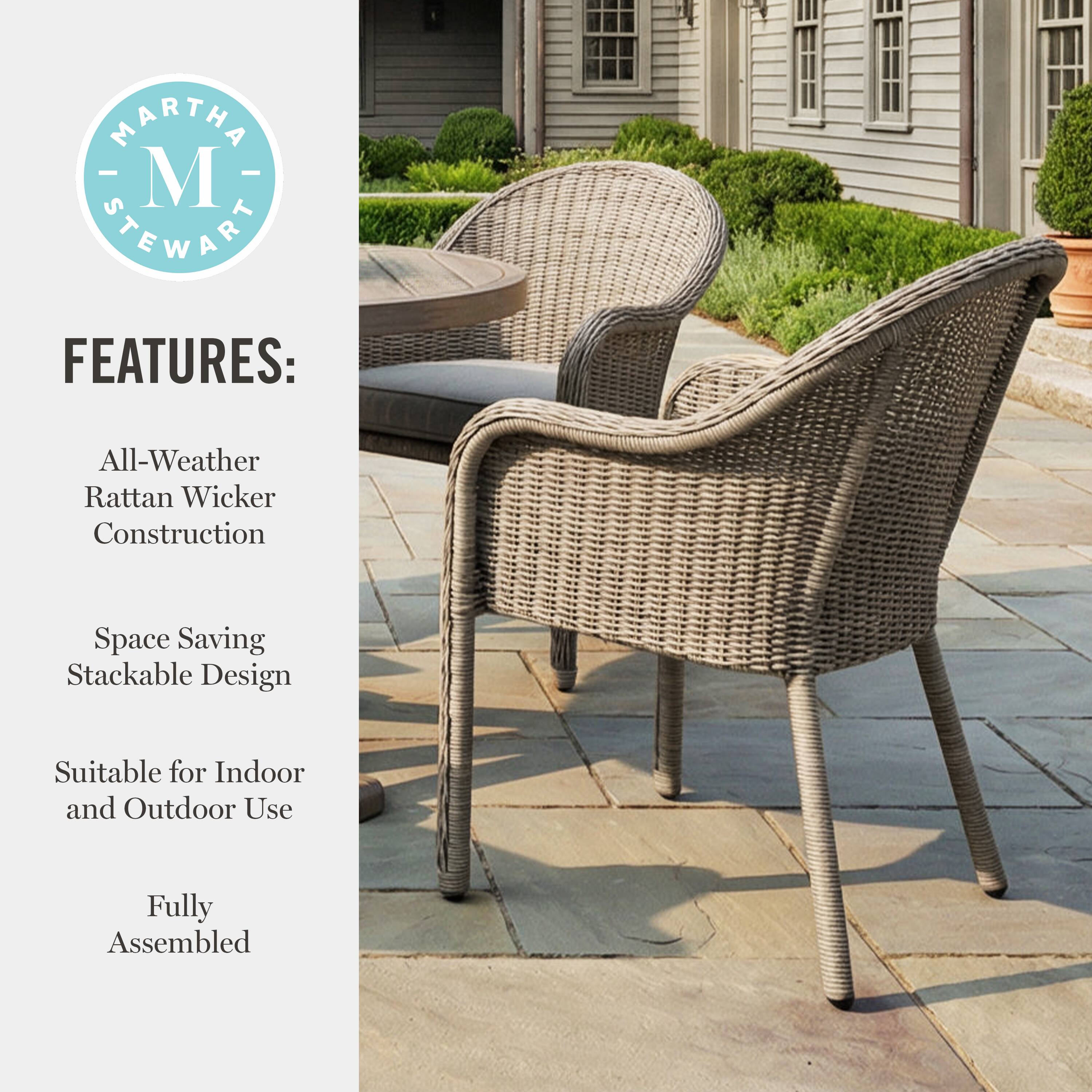 MARTHA - M STEWART FEATURES: All-Weather Rattan Wicker Construction Space Saving Stackable Design Suitable for Indoor and Outdoor Use Fully Assembled