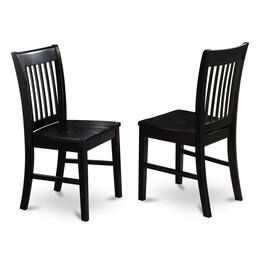 FurniFact - Elegant Wooden Dining Chairs – Set of 2 for Kitchen or Dining - Black