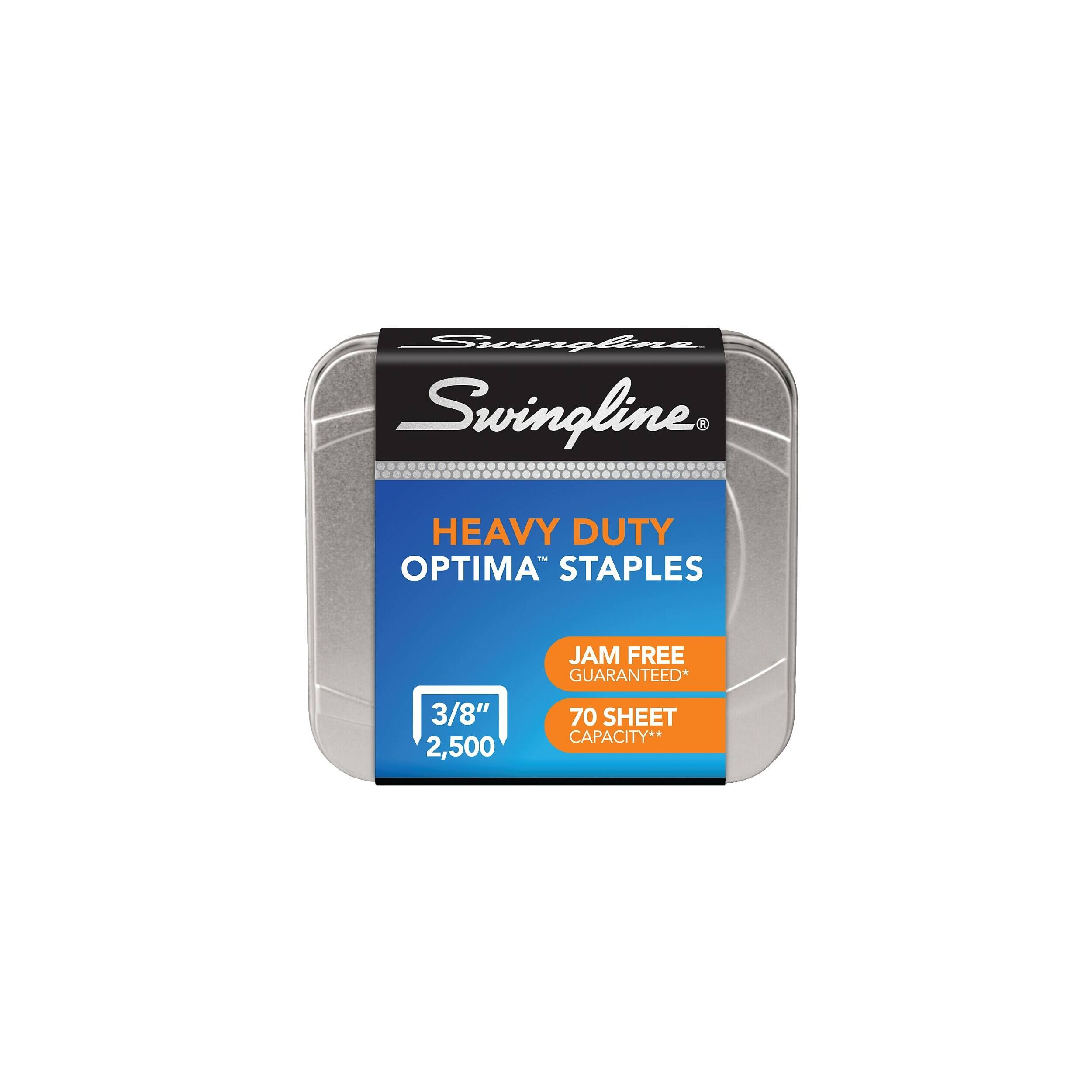 Swingline  
HEAVY DUTY OPTIMA STAPLES  
JAM FREE GUARANTEED*  
3/8" 2,500  
70 SHEET CAPACITY