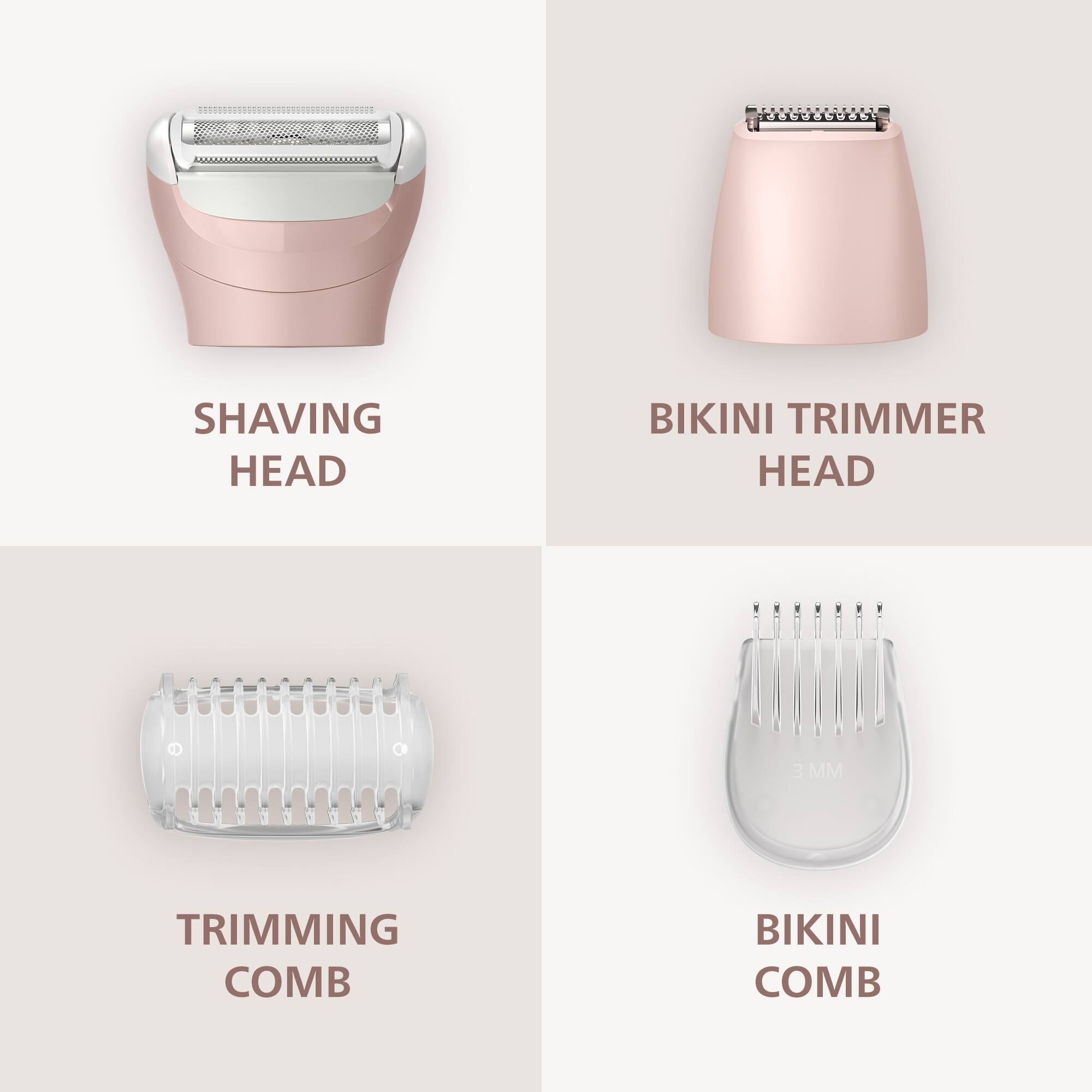 SHAVING HEAD  
BIKINI TRIMMER HEAD  
TRIMMING COMB  
BIKINI COMB