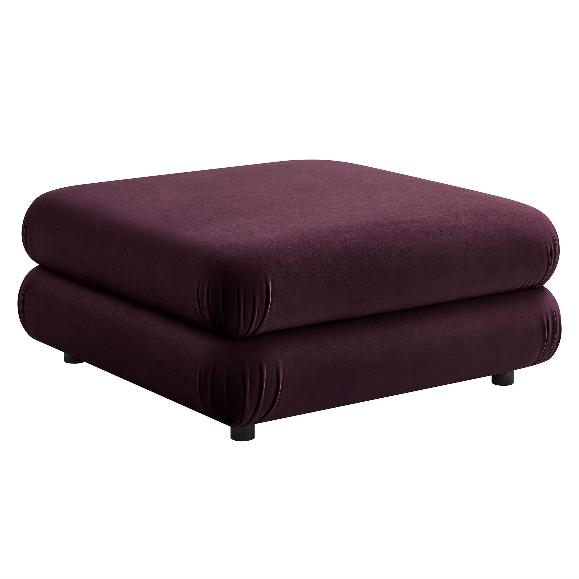 Angle. Modway - Jubilee Modular Performance Velvet Ottoman by Modway - Mulberry.
