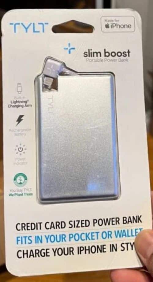 TYLT - Slim Boost Portable Power Bank Credit Card Sized Power Bank Fits In Your Pocket Or Wallet 1350mAh Battery Pack Blac - Silver