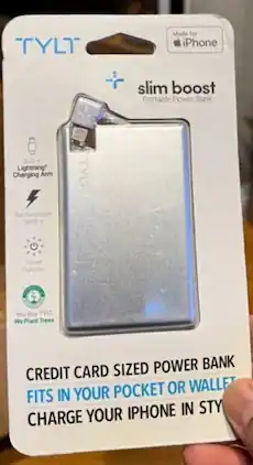 TYLT - Slim Boost Portable Power Bank Credit Card Sized Power Bank Fits In Your Pocket Or Wallet 1350mAh Battery Pack Blac - Silver