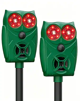 Front. Yardgrace - 2 Pack Solar Ultrasonic Animal Repeller, Motion Sensor Cat & Deer Deterrent with LED Flash for Outdoor Yard - Green.