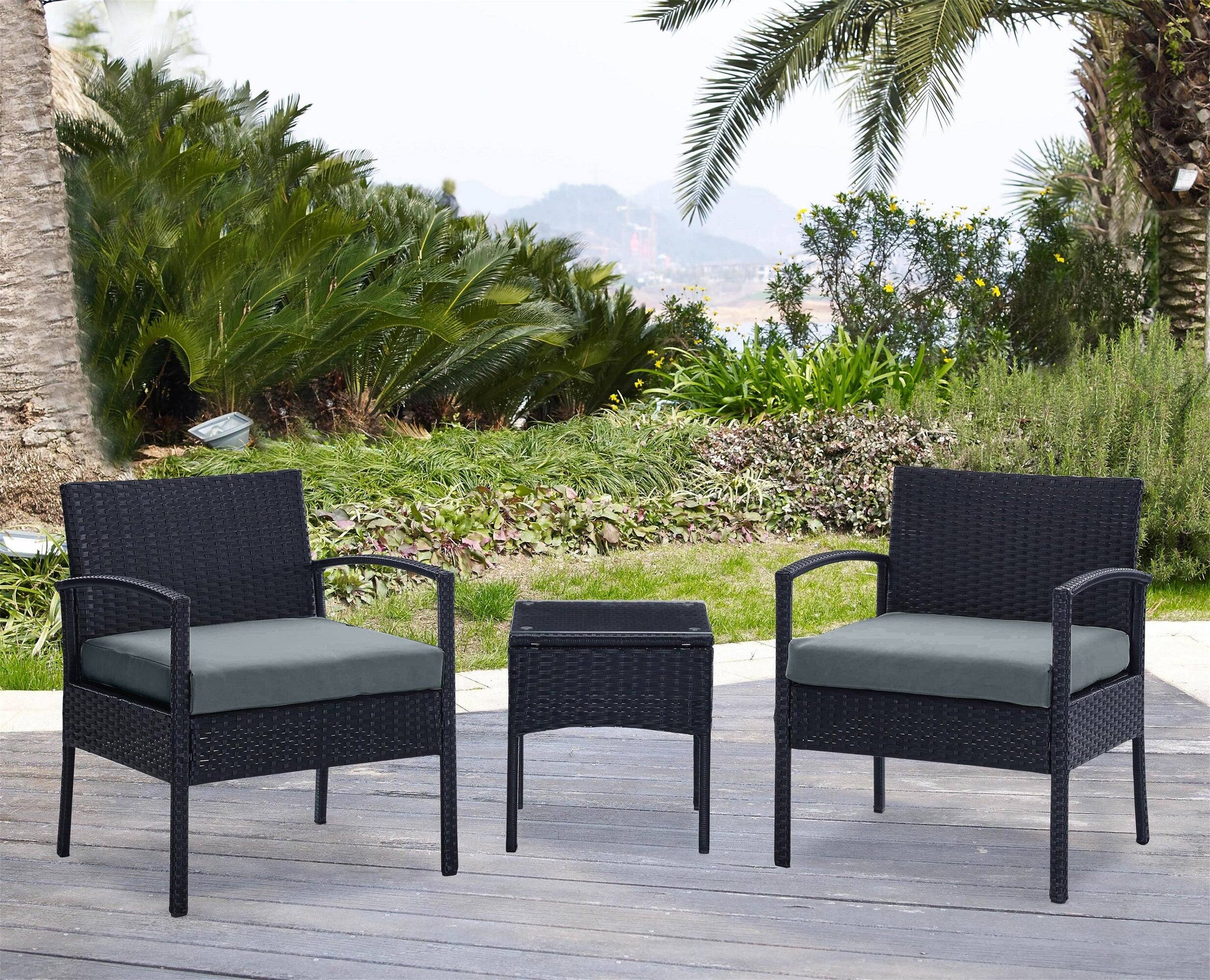 Angle. Manhattan Comfort - Noli Modern 3-Piece Patio Conversation Set - Black and Gray.