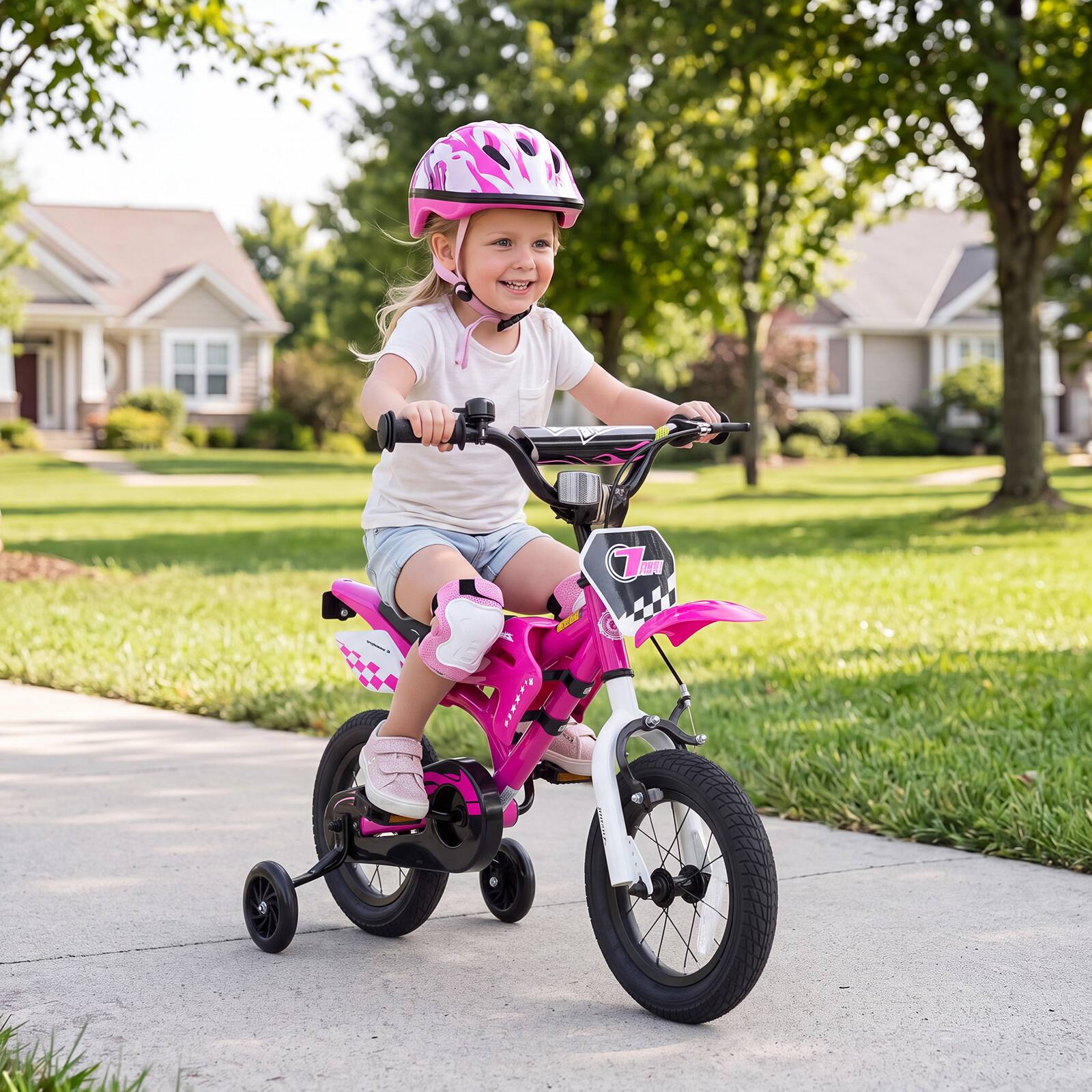 Alt View 1. Costway - Costway 12" Kids Bike with Removable Training Wheels, Dual Brake System for Ages 3-4 Years - Pink.