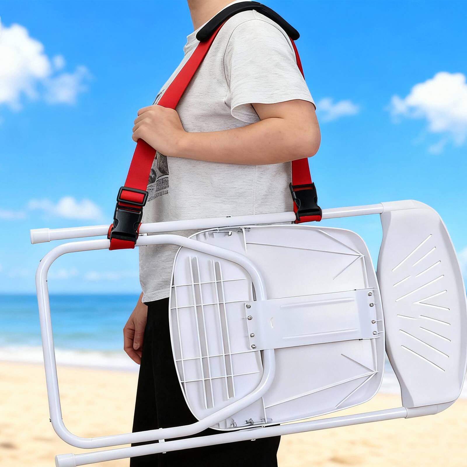 Alt View 4. Unique Bargains - Adjustable Chair Straps, Heavy Duty Universal Straps for Folding Chairs, 1pc for Camping/Picnics/Backpacking/Outdoor - Green/Purple.