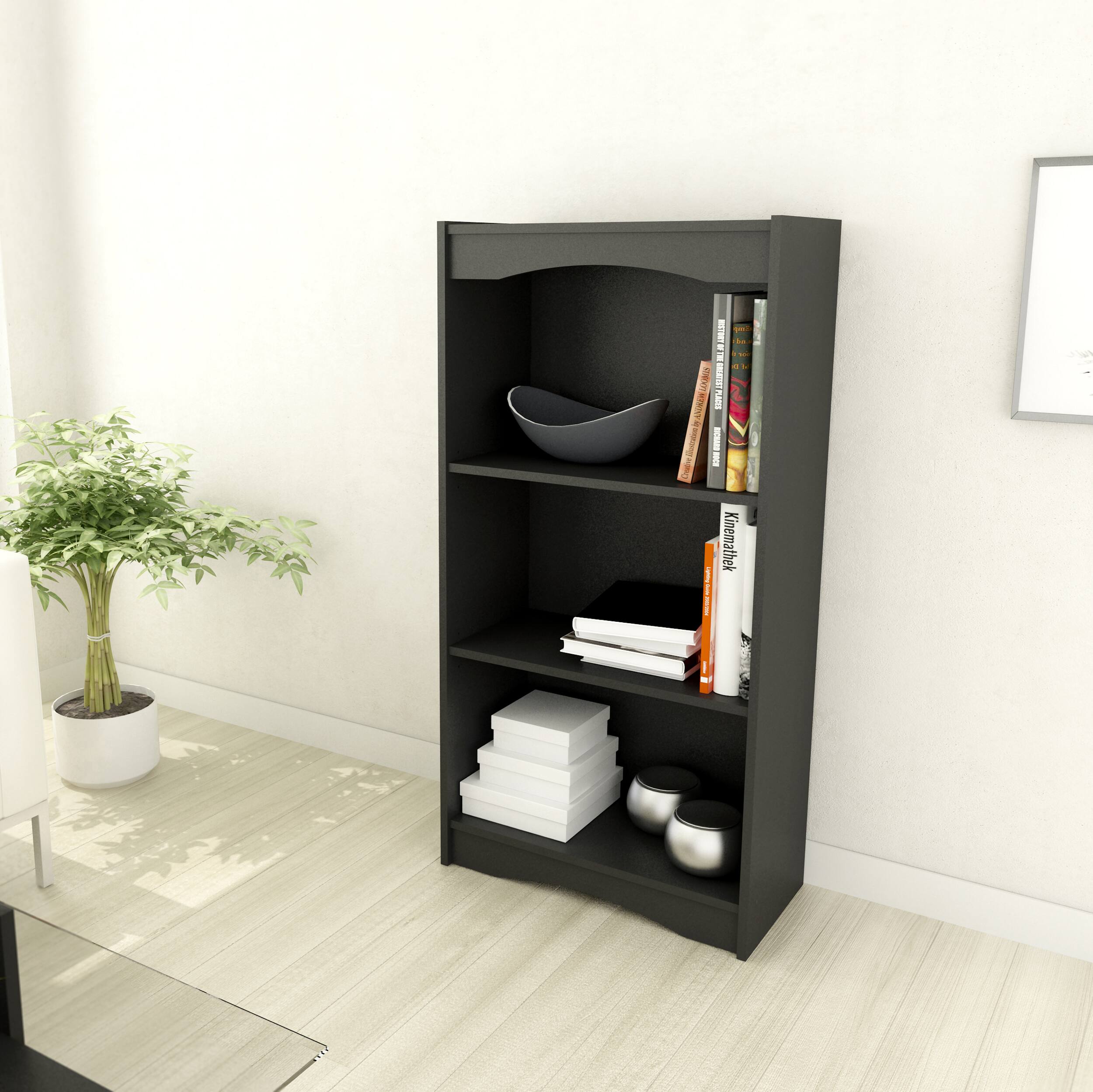 Angle. CorLiving - Hawthorne Collection 3 Shelf Floor-Standing Bookcase - Black.