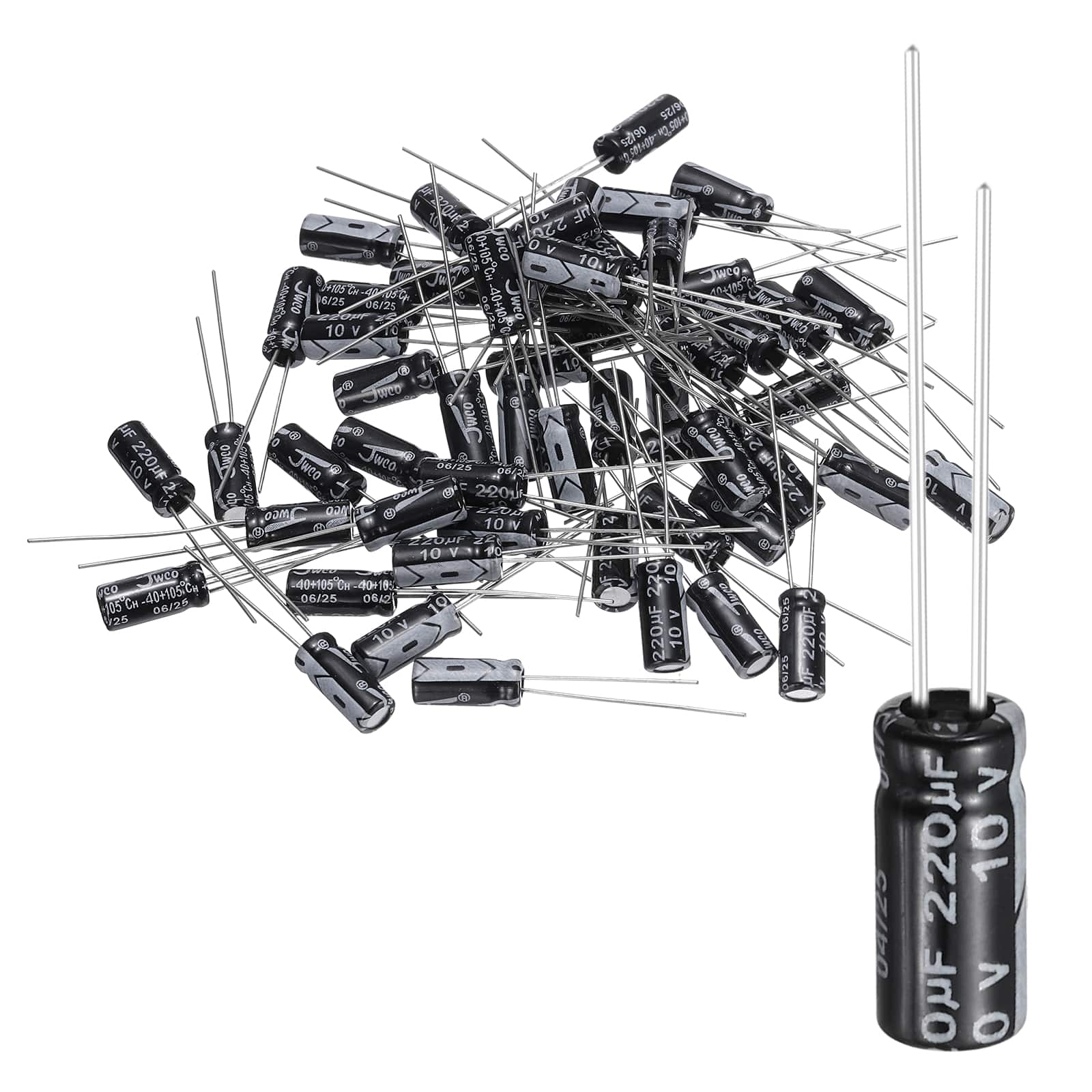 Unique Bargains - 60pcs 220uF 10V 5x11mm 105C Radial Aluminum Electrolytic Capacitor for TVs LCD Monitor VCD - Black