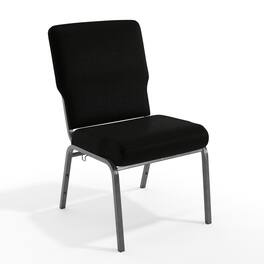 Emma + Oliver - 20.5 in. Molded Foam Church Chair - Black Fabric/Silver Vein Frame