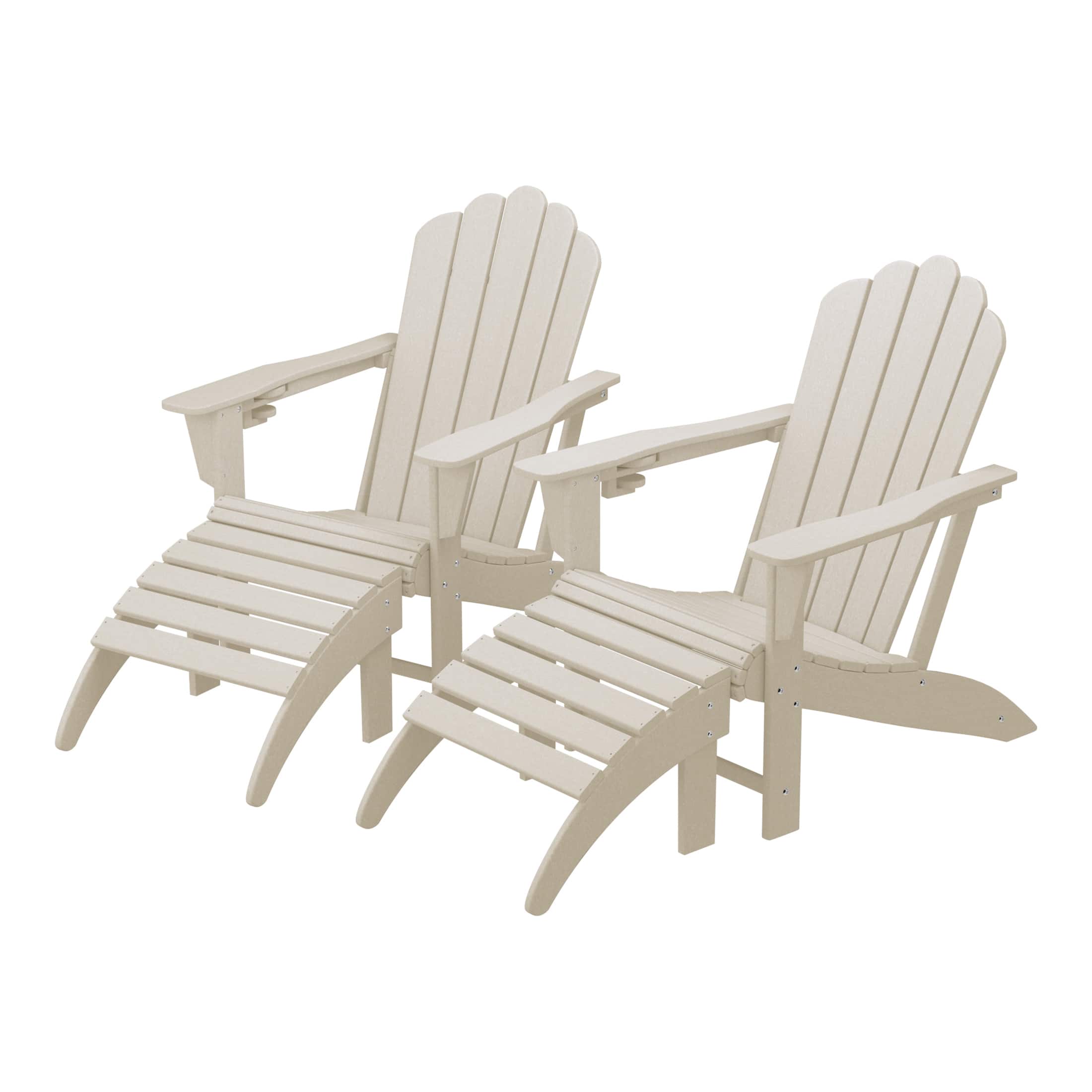 WestinTrends - Highland 4-Piece Outdoor Patio HDPE Adirondack Chairs With Ottomans and Cup Holder Set - Sand price history on PriceWatchPro