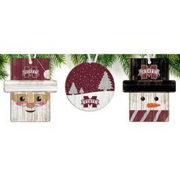 Fan Creations - Mississippi State Bulldogs 3-Pack Ornament Set - Multicolor