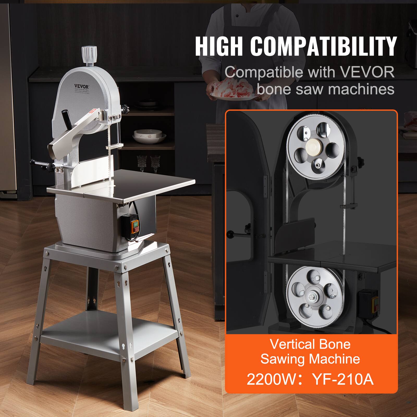HIGH COMPATIBILITY  
Compatible with VEVOR bone saw machines  

Vertical Bone Sawing Machine  
2200W: YF-210A