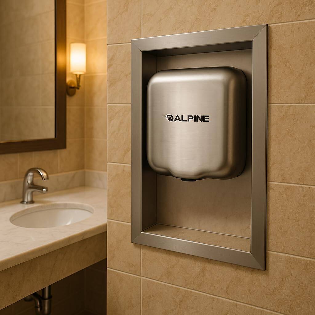 Alt View 4. Alpine Industries - Recess Kit for the Hemlock Electric Hand Dryer - Stainless Steel.