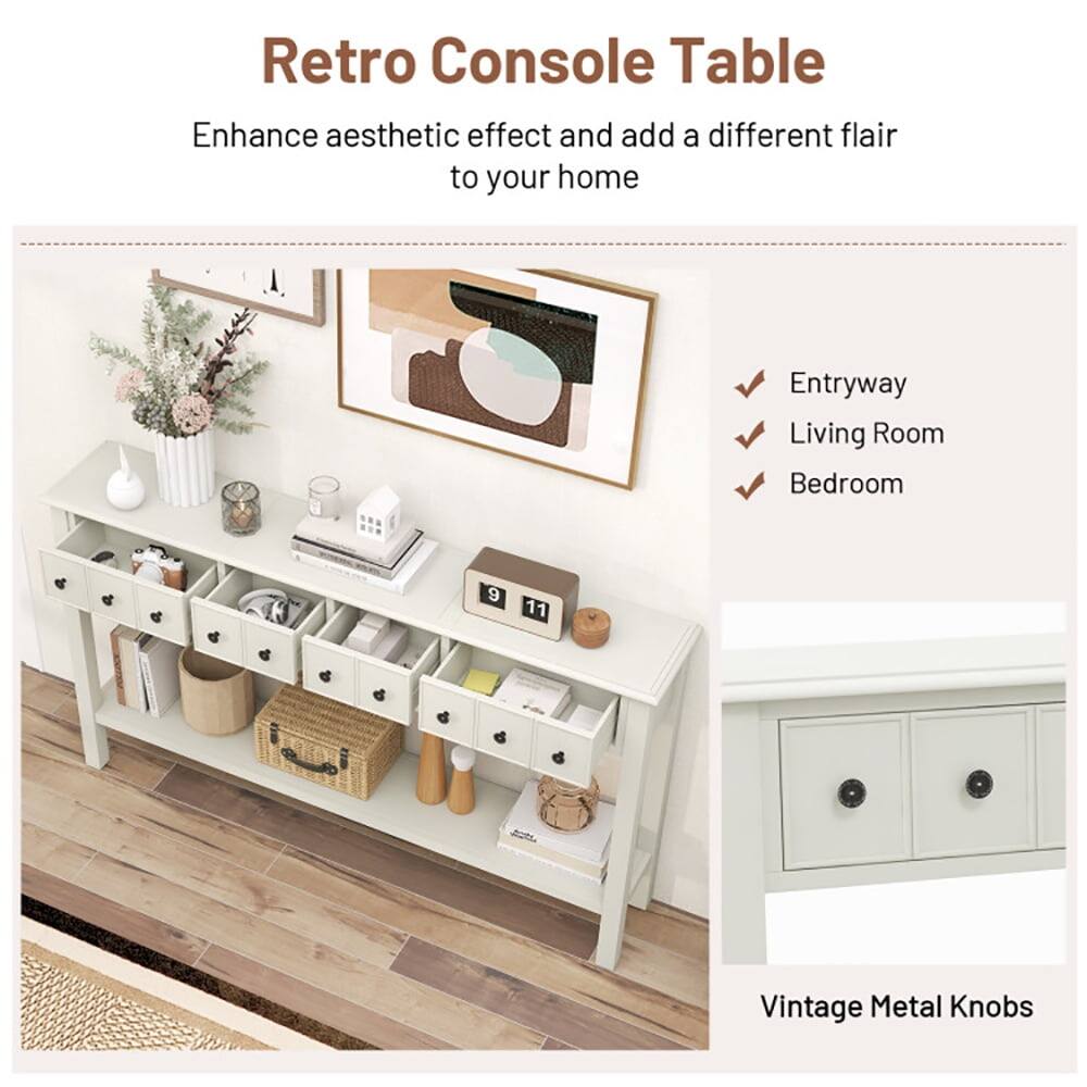 Retro Console Table

Enhance aesthetic effect and add a different flair to your home

- Entryway
- Living Room
- Bedroom

Vintage Metal Knobs