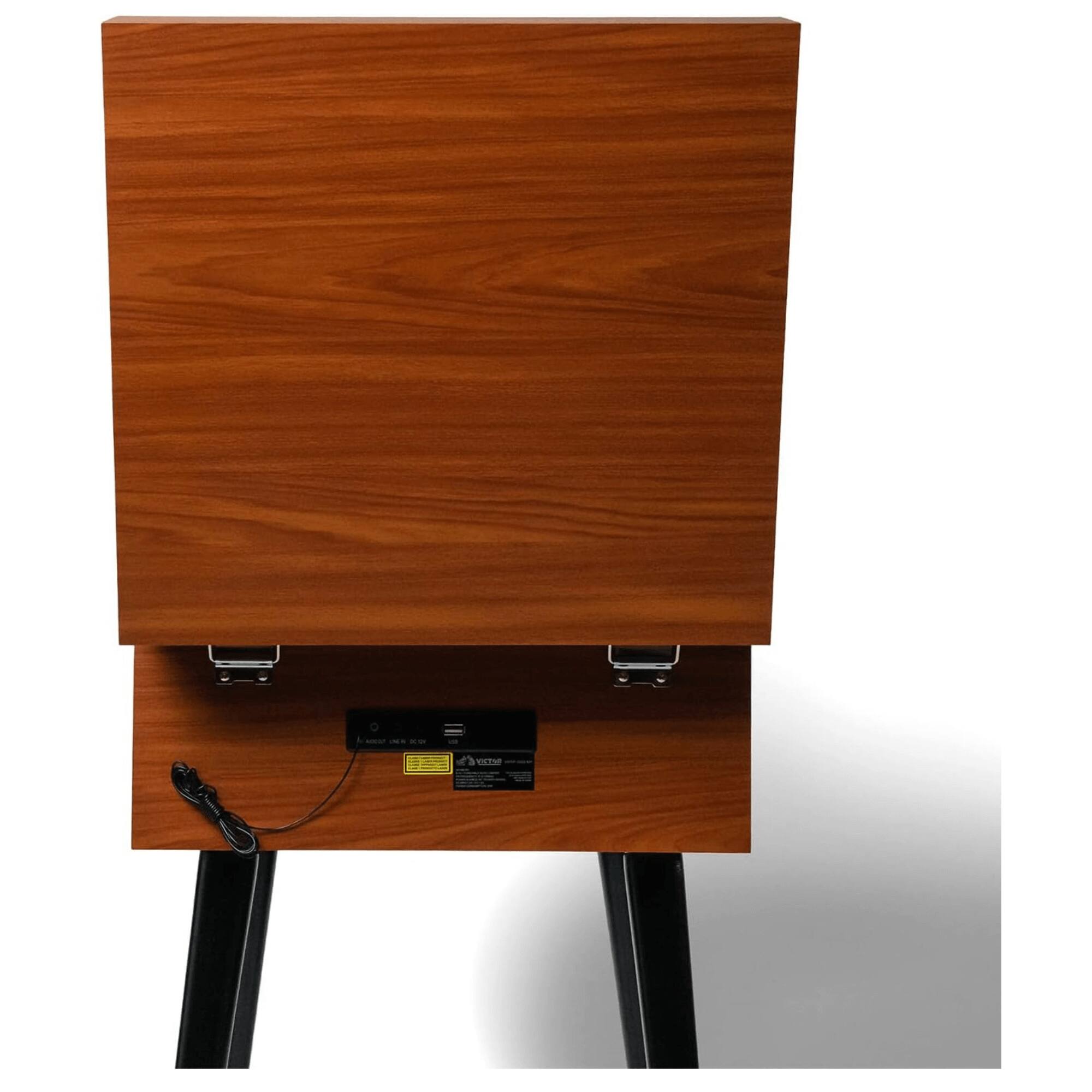 Alt View 3. Victor Audio - Newbury 8-in-1 Music Center w Chair-Height Legs, USB Slot & AM FM Radio - Mahogany.