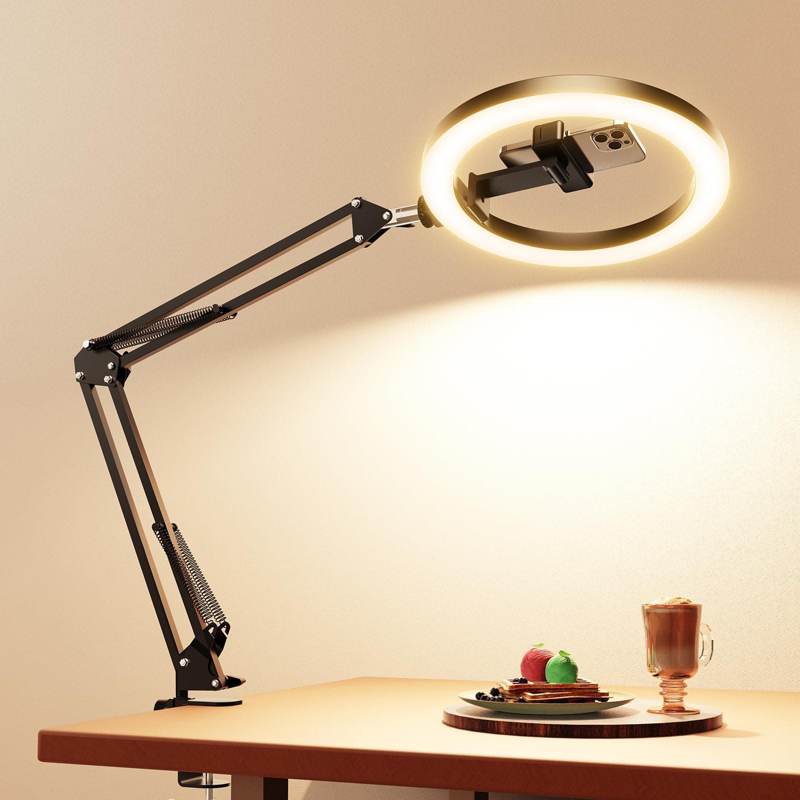 VEGA AUTOMOTIVE - Upgrade Ring Light Overhead Camera Phone Mount For Desk Selfie With Stand Tripod Holder Video Recording Zoo - 36.6 inches tall