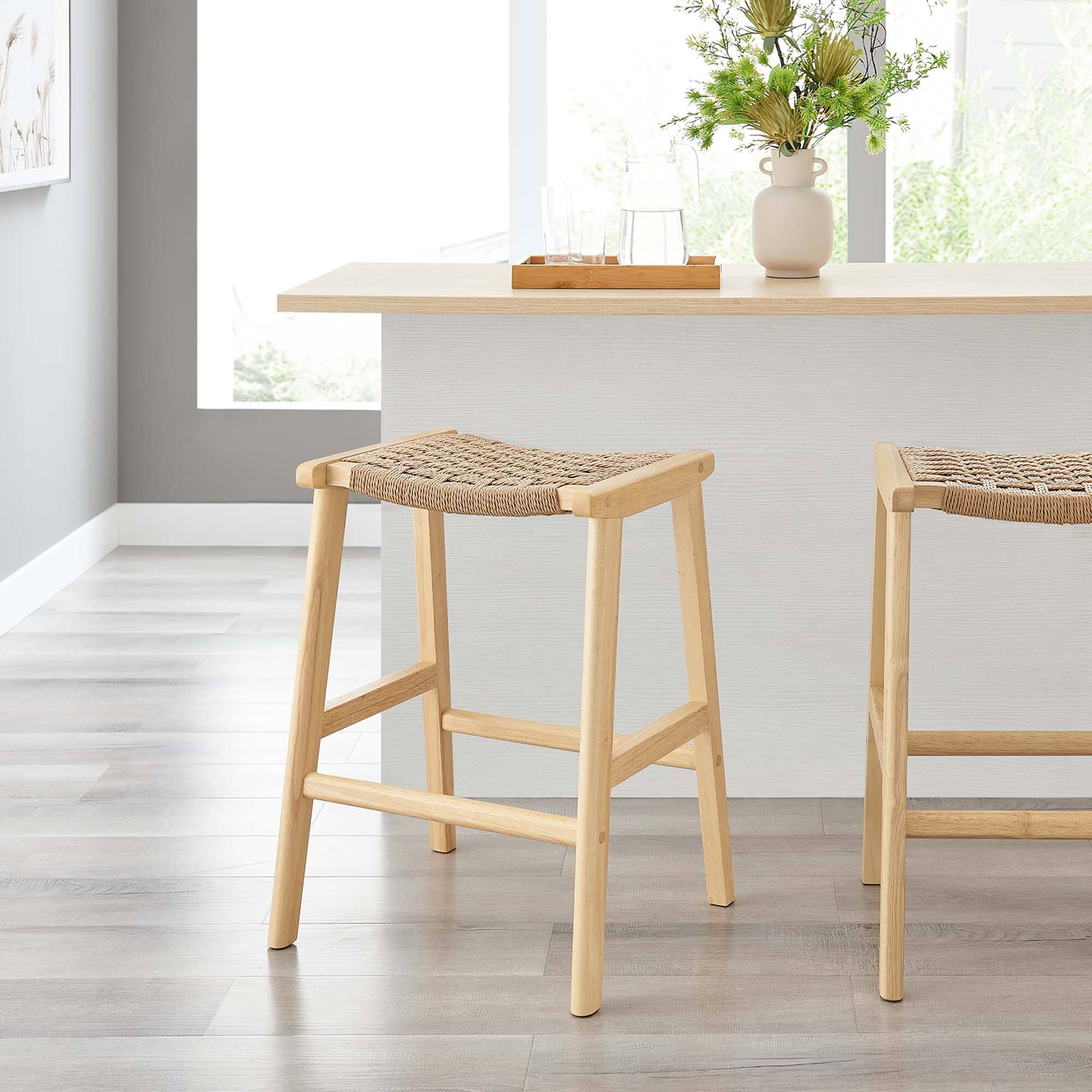 Alt View 4. Modway - Saoirse Woven Rope Wood Counter Stool Set of 2 by Modway - 0.