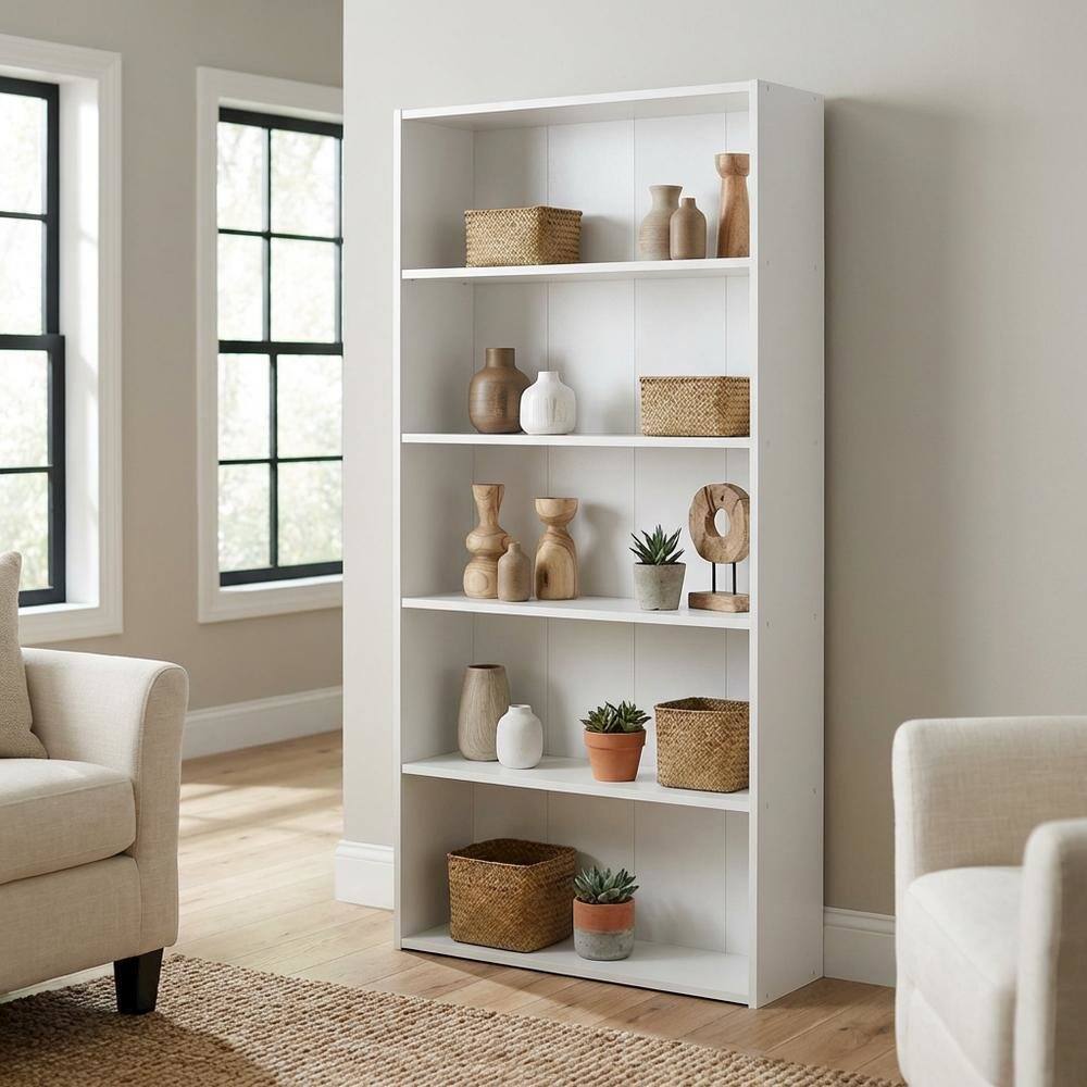 Angle. FurniFact - Wooden bookcase with clean design - White.