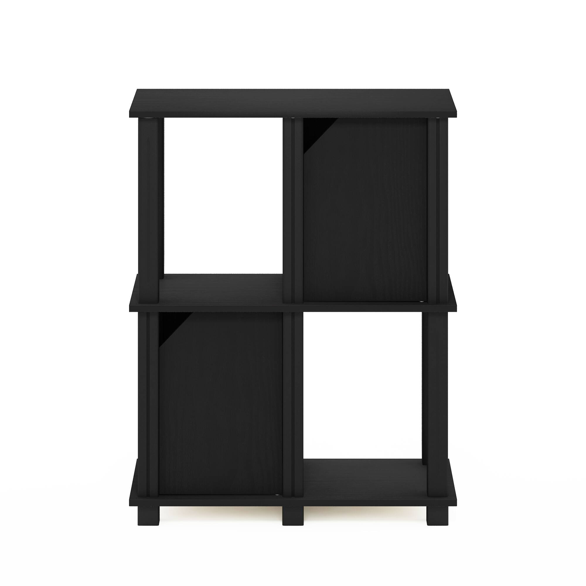 Alt View 2. Furinno - Brahms 3-Tier Storage Shelf with 2 Doors, Black Oak/Black - Black Oak/Black.