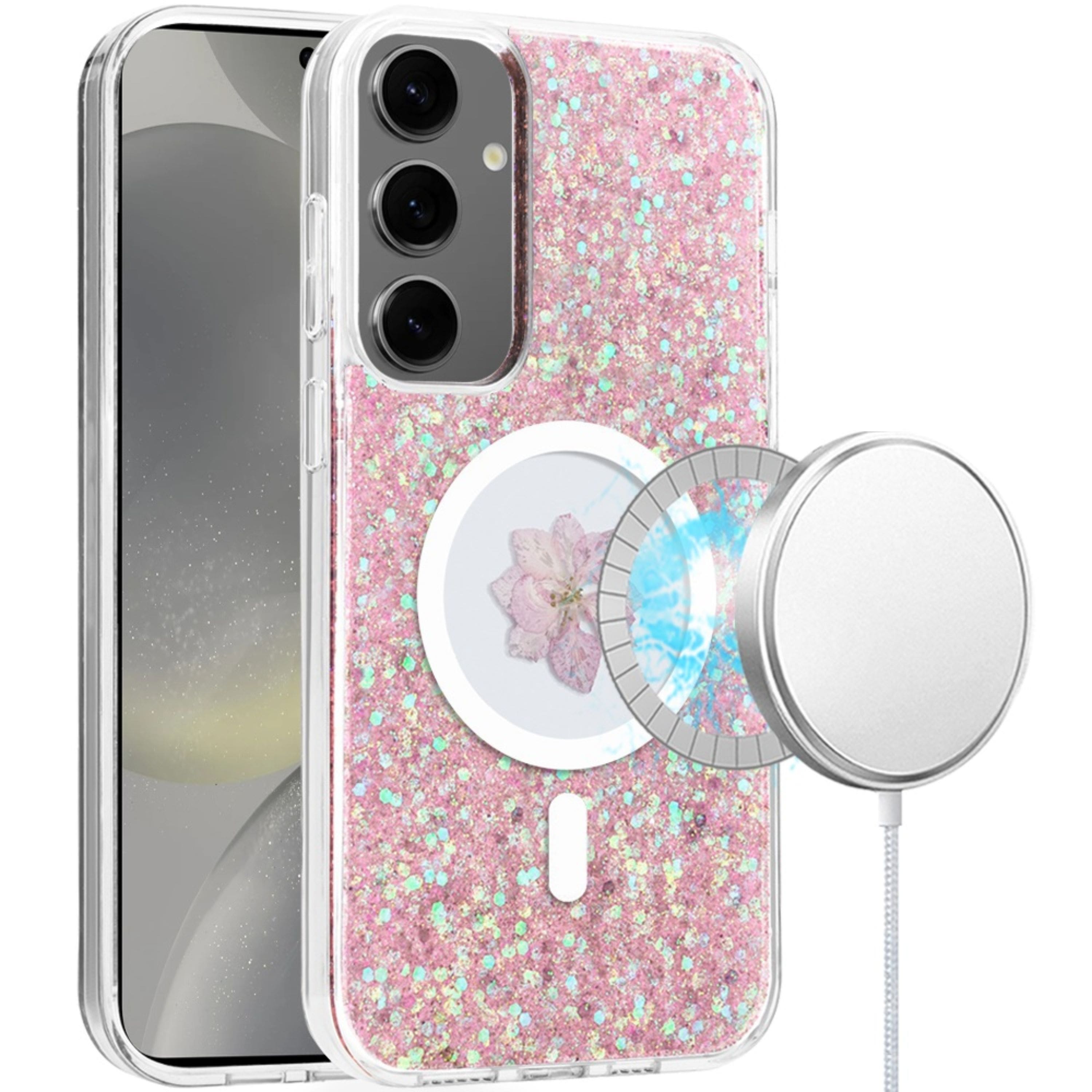 Kitcheniva - Pressed Flower Crystal Hybrid Case With Tempered Glass For Samsung S25 Plus/S24 Plus - Rose Gold price history on PriceWatchPro