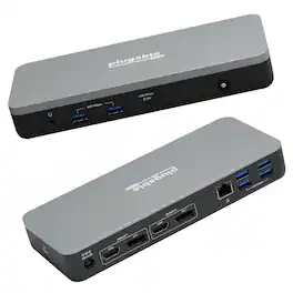 Plugable - Chromebook Docking Station Dual 4K USB-C, Chromebook Compatible Google Certified, Driverless 60W Universal Dock - Black