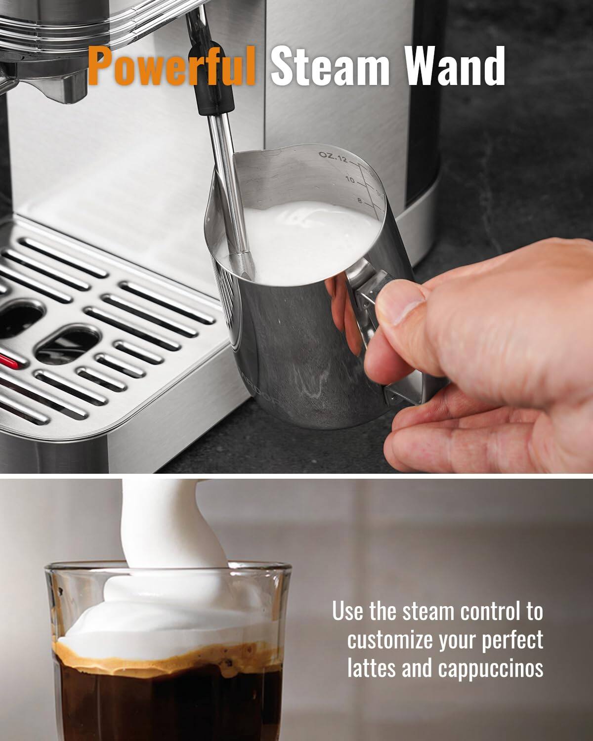 Powerful Steam Wand

Use the steam control to customize your perfect lattes and cappuccinos