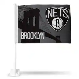 Rico Industries - Brooklyn Nets 14x19 Double Sided Window Mount Car Flag - Multi
