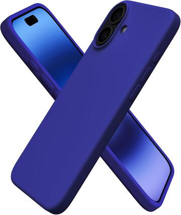 Front. Ornarto - ORNARTO Designed for iPhone 16 Plus Case 6.7", Liquid Silicone 3 Layers Full Covered Protective Cover-Klein Blue - Klein Blue.